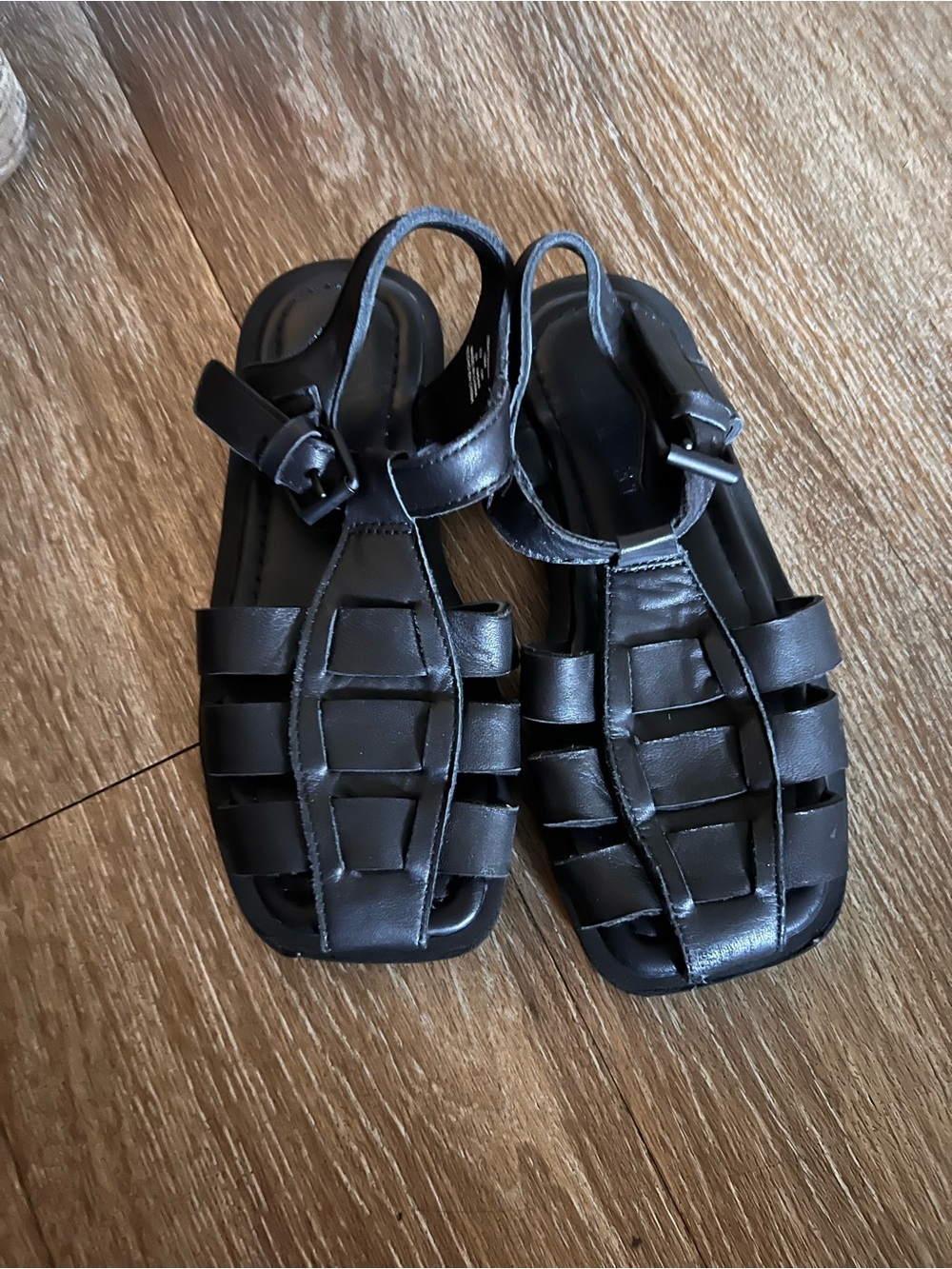 Zara Girls Black Strappy Fisherman Sandals